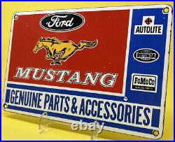 Vintage Ford Mustang Porcelain Sign, Dealership, Motor Oil, Gasoline, Route 66