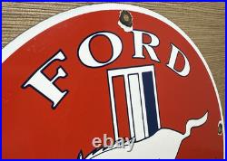 Vintage Ford Mustang Porcelain Sign Gas Automobile Service Motor Co Tucks Dealer Vintage Ford Mustang Porcelain Sign Gas Automobile Service Motor Co Tucks Dealer