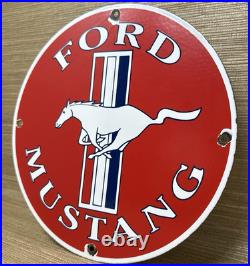 Vintage Ford Mustang Porcelain Sign Gas Automobile Service Motor Co Tucks Dealer Vintage Ford Mustang Porcelain Sign Gas Automobile Service Motor Co Tucks Dealer