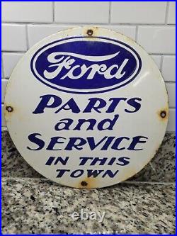 Vintage Ford Porcelain Sign Gas Motor Oil Service Car Dealer Sales Auto Parts