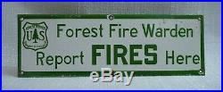 Vintage Forest Fires Warden Porcelain Sign Gas Motor Oil Station Pump Smokey