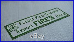 Vintage Forest Fires Warden Porcelain Sign Gas Motor Oil Station Pump Smokey