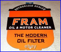 Vintage Fram Oil Filter+ Motor Cleaner Authorized Dealer 12 Metal Gasoline Sign