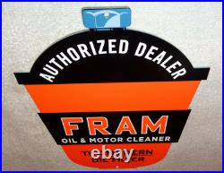 Vintage Fram Oil Filter+ Motor Cleaner Authorized Dealer 12 Metal Gasoline Sign