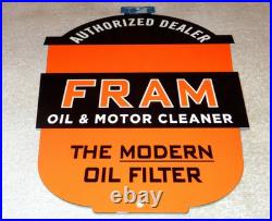 Vintage Fram Oil Filter+ Motor Cleaner Authorized Dealer 12 Metal Gasoline Sign