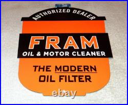 Vintage Fram Oil Filter+ Motor Cleaner Authorized Dealer 12 Metal Gasoline Sign