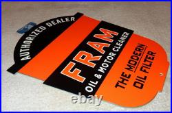 Vintage Fram Oil Filter+ Motor Cleaner Authorized Dealer 12 Metal Gasoline Sign