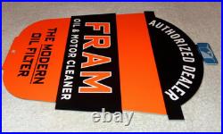 Vintage Fram Oil Filter+ Motor Cleaner Authorized Dealer 12 Metal Gasoline Sign
