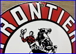 Vintage Frontier Gasoline Porcelain Sign Gas Station Motor Oil Bucking Bronco Vintage Frontier Gasoline Porcelain Sign Gas Station Motor Oil Bucking Bronco