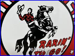 Vintage Frontier Gasoline Porcelain Sign Gas Station Motor Oil Bucking Bronco Vintage Frontier Gasoline Porcelain Sign Gas Station Motor Oil Bucking Bronco
