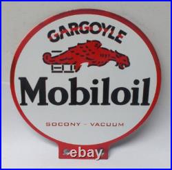 Vintage Gargoyle Mobiloil Porcelain Sign Motor Oil Gas Station Pump Topper