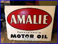 Vintage Gas & Oil Amalie Pennsylvania Motor Oil Sign 1957 Antique Authentic A-M