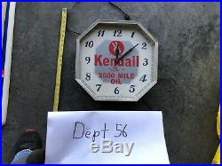 Vintage Gas Station Kendall Motor Oil Advertising Clock Sign