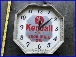 Vintage Gas Station Kendall Motor Oil Advertising Clock Sign