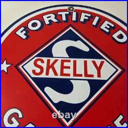 Vintage Gasoline Sign Skelly Gas Motor Oil Service Station Pump Porcelain Sign