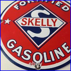 Vintage Gasoline Sign Skelly Gas Motor Oil Service Station Pump Porcelain Sign