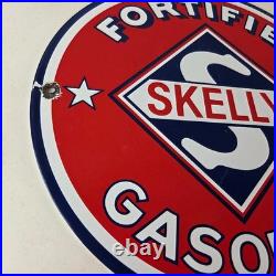Vintage Gasoline Sign Skelly Gas Motor Oil Service Station Pump Porcelain Sign