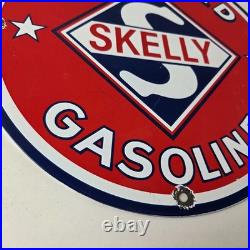 Vintage Gasoline Sign Skelly Gas Motor Oil Service Station Pump Porcelain Sign