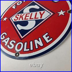 Vintage Gasoline Sign Skelly Gas Motor Oil Service Station Pump Porcelain Sign