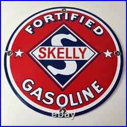 Vintage Gasoline Sign Skelly Gas Motor Oil Service Station Pump Porcelain Sign