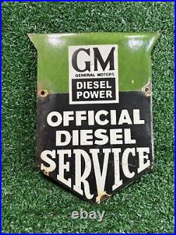 Vintage General Motor Porcelain Sign Diesel Power Engine Gas Station Oil Service