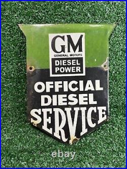 Vintage General Motor Porcelain Sign Diesel Power Engine Gas Station Oil Service