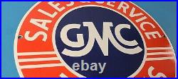 Vintage General Motors Sign GMC Automobiles Trucks Porcelain Gas Oil Pump Sign