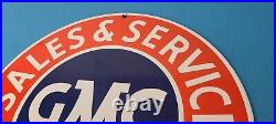 Vintage General Motors Sign GMC Automobiles Trucks Porcelain Gas Oil Pump Sign