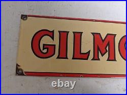 Vintage Gilmore Gasoline Motor Oil Porcelain Enamel Gas Pump Sign