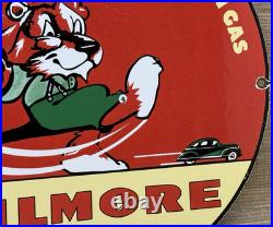 Vintage Gilmore Gasoline Porcelain Sign Gas Station Pump Plate Motor Oil Can