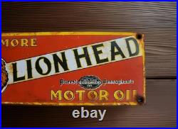 Vintage Gilmore Motor Oil Porcelain Sign Lion Head Pennsylvania Pure Esso Mobil