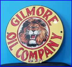 Vintage Gilmore Porcelain Gas Auto Motor Oil Service Station Pump Plate Sign