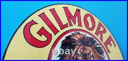 Vintage Gilmore Porcelain Gas Auto Motor Oil Service Station Pump Plate Sign