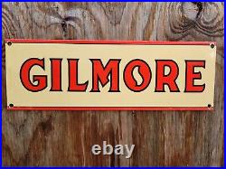 Vintage Gilmore Porcelain Sign Gas Station Pump Plate Motor Oil Sales Service