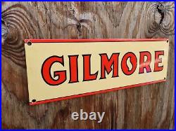 Vintage Gilmore Porcelain Sign Gas Station Pump Plate Motor Oil Sales Service