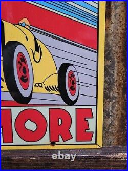 Vintage Gilmore Porcelain Sign Lion Head Fuel Car Motor Oil Automobile Service