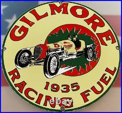 Vintage Gilmore Racing Fuel Gasoline Porcelain Sign Gas Station Motor Oil