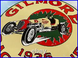 Vintage Gilmore Racing Fuel Gasoline Porcelain Sign Gas Station Motor Oil