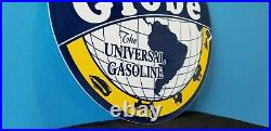 Vintage Globe Gasoline Porcelain Gas Motor Oil Service Station Pump Plate Sign