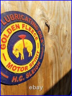 Vintage Golden Fleece Metal Sign Cast Iron Motor Oil Service Station Summit 9