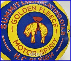 Vintage Golden Fleece Motor Oil Porcelain Sign Gas Station Pump Plate Sheep