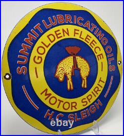 Vintage Golden Fleece Motor Oil Porcelain Sign Gas Station Pump Plate Sheep