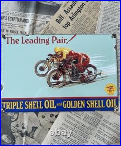 Vintage Golden Shell Motor Oil 8x12 Inches Porcelain Enamel Sign