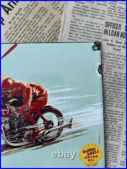 Vintage Golden Shell Motor Oil 8x12 Inches Porcelain Enamel Sign