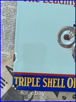 Vintage Golden Shell Motor Oil 8x12 Inches Porcelain Enamel Sign