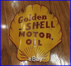 Vintage Golden Shell Motor Oil Porcelain Sign