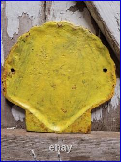 Vintage Golden Shell Motor Oil Sign Cast Iron Metal Gas Pump Plate Garage Repair Vintage Golden Shell Motor Oil Sign Cast Iron Metal Gas Pump Plate Garage Repair