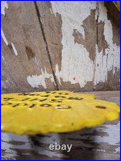 Vintage Golden Shell Motor Oil Sign Cast Iron Metal Gas Pump Plate Garage Repair Vintage Golden Shell Motor Oil Sign Cast Iron Metal Gas Pump Plate Garage Repair