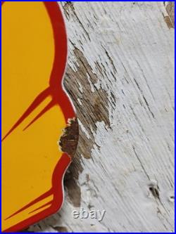 Vintage Golden Shell Porcelain Sign Gas Station Signage Motor Oil Service Garage