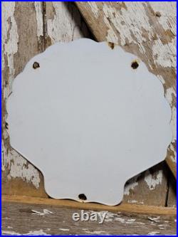 Vintage Golden Shell Porcelain Sign Gas Station Signage Motor Oil Service Garage